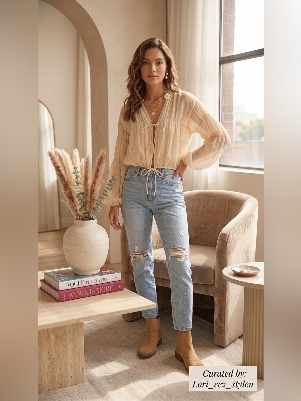 Lioness Light Blue Distressed Boyfriend Jeans